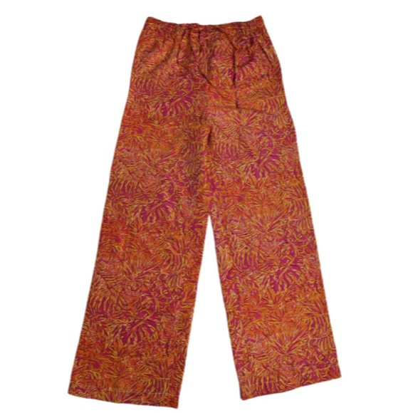 Lilly Pulitzer Vintage Orange and Pink Print Silk Pants S - Picture 2 of 8